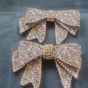 Rhinestone Bow Pins - Sparkling Silver Glam. A SET OF 2 PINS